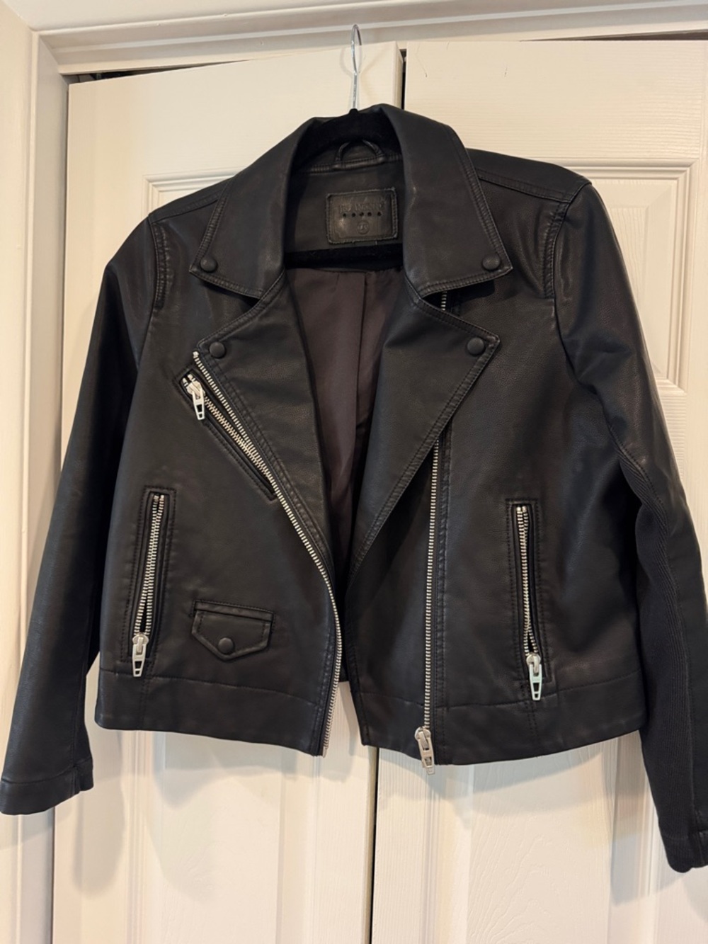 Blank NYC Black Faux Leather Asymmetrical Moto Jacket